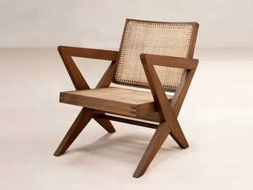 CROSS EASY CHAIR - Armchair in natural cane and teak with armrests by Phantom Hands - view 2